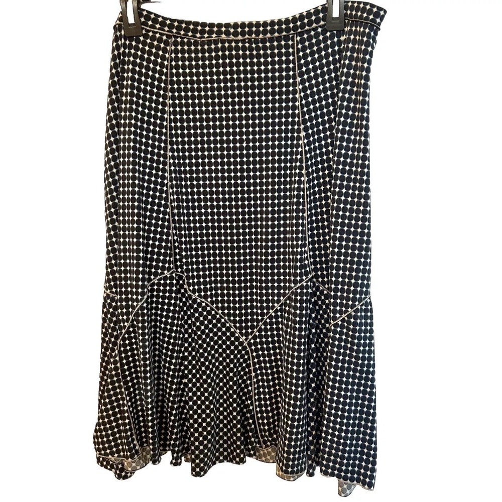 Studio M - Womens Size: Large Elastic Waist Black and Blue Polka Dot Flare Skirt